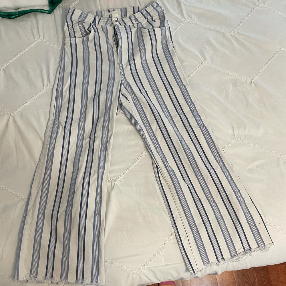 H&M Striped Wide Leg Jeans